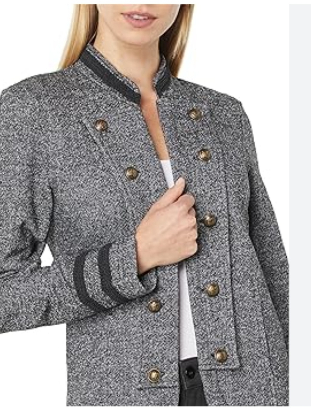 Tommy Hilfiger Gray Tweed Military-Style Blazer